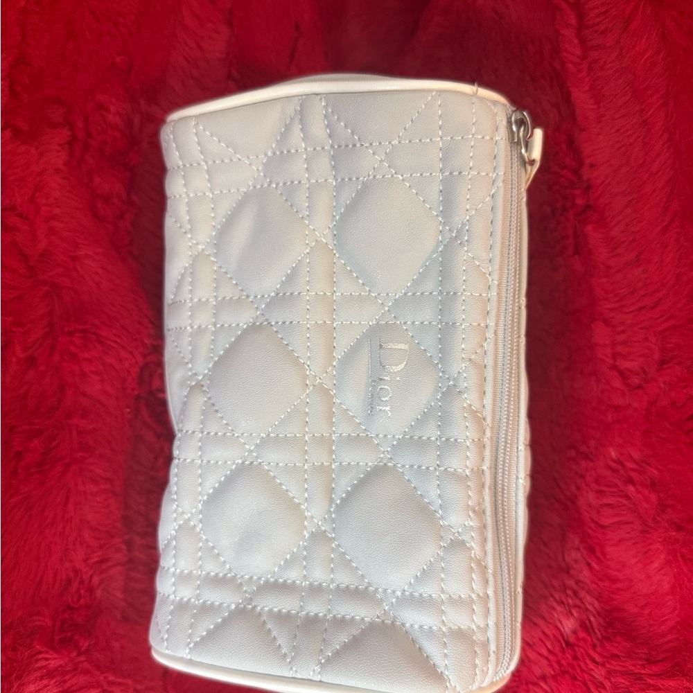 Dior Grey Quilted Makeup Bag